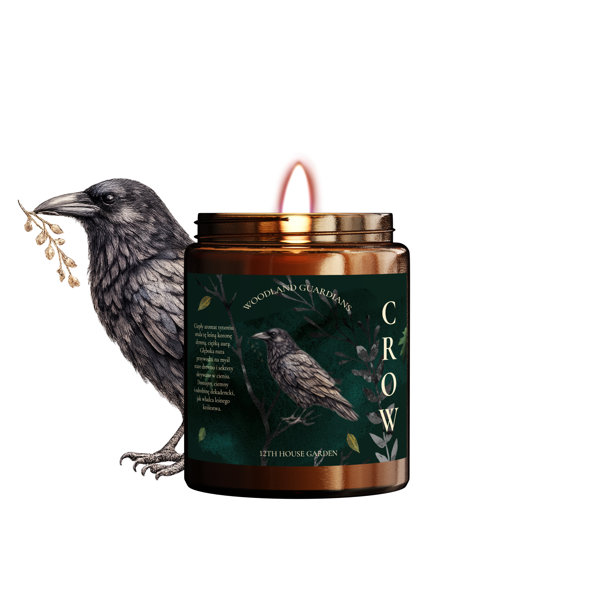 Crow・ świeca sojowa o zapachu miodu i tytoniu - obrazek 1