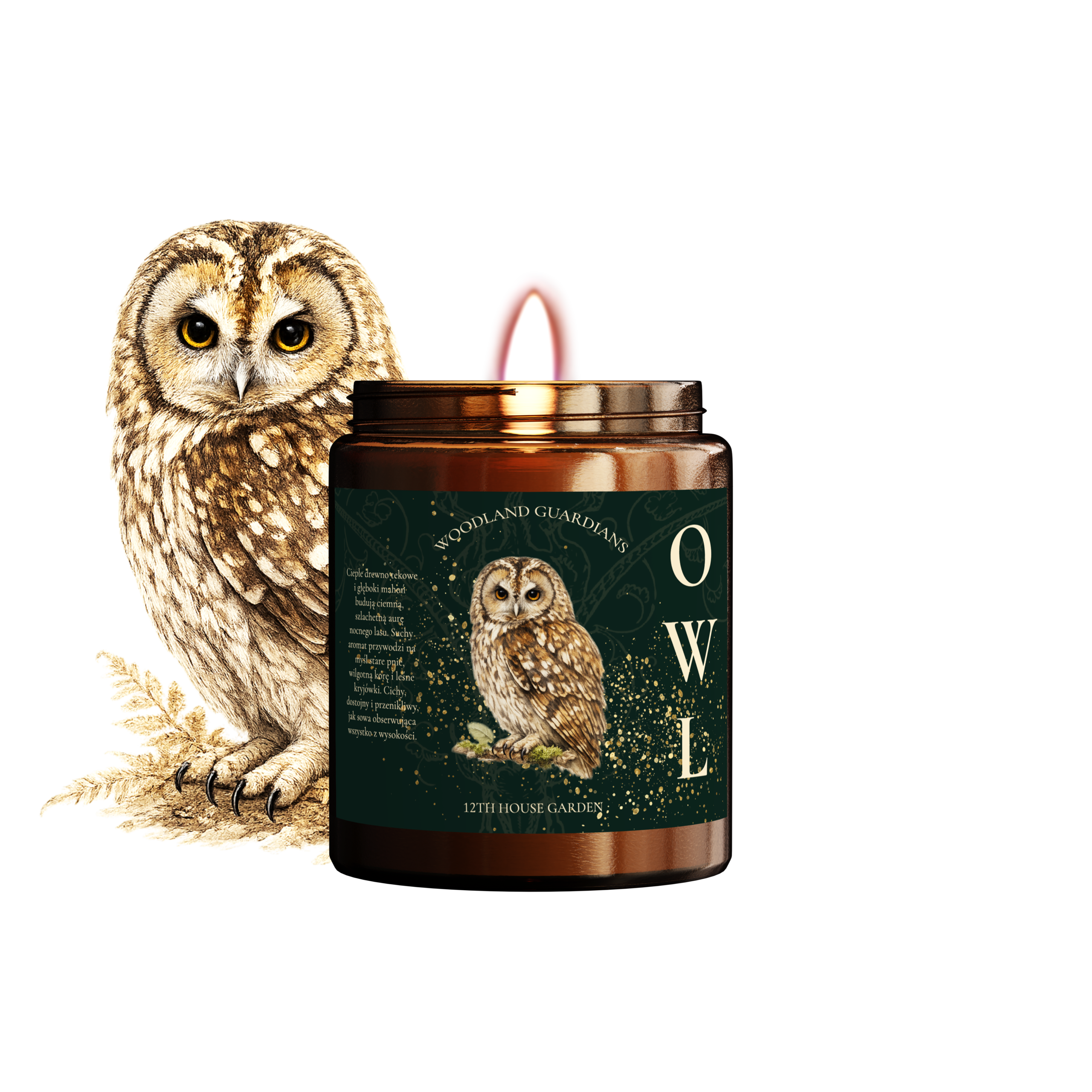 Owl・ świeca sojowa o zapachu drewna - obrazek 1